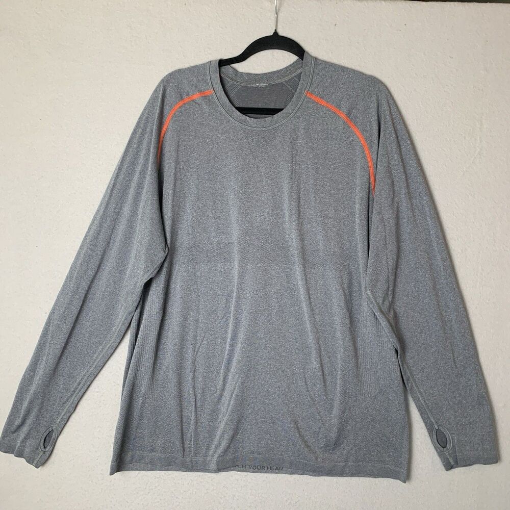 Lululemon Shirt XXL Men Gray Metal Vent Tech Performance Long Sleeve Crewneck